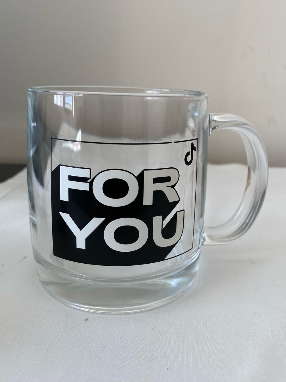 Tik Tok Rare “For You” clear glass coffee mug